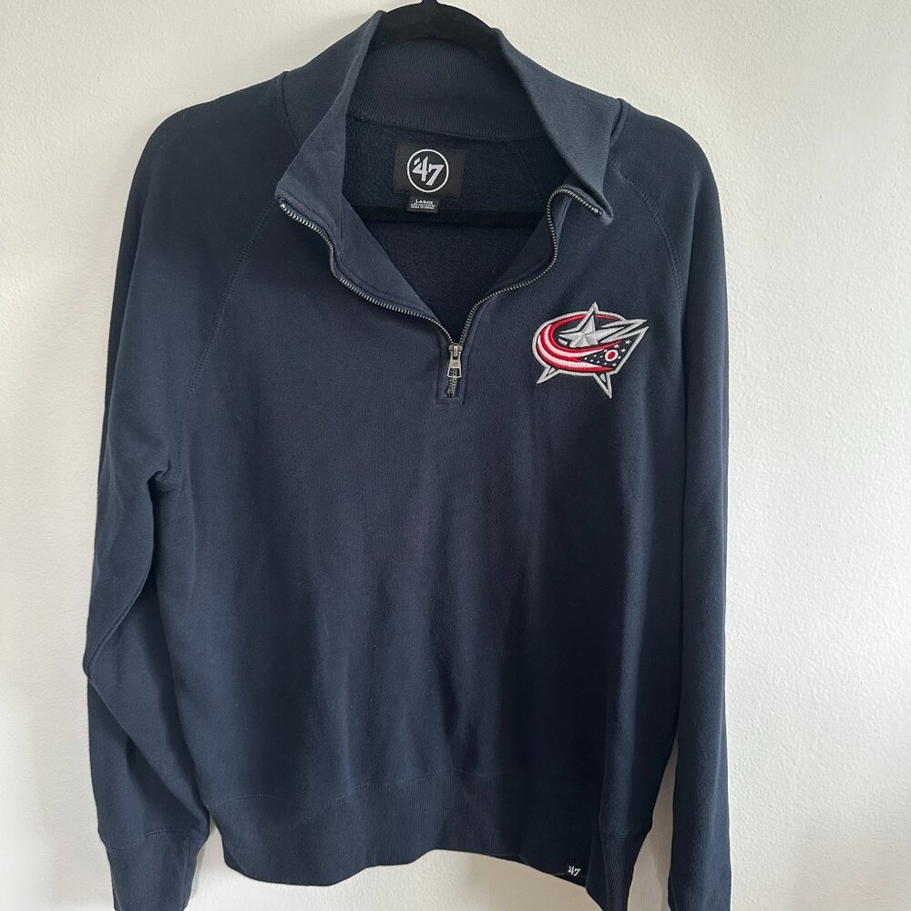 NHL Columbus Blue Jackets Men’s Large 1/4 Zip Navy Sweatshirt